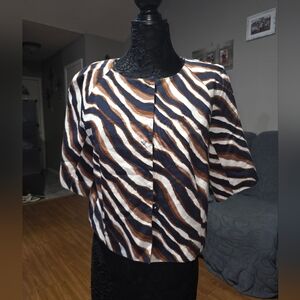 Jones Wear Zebra Stripe Blouse